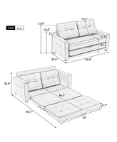 Streamdale Furniture Modern Green Loveseat Sofa with Pull-Out Bed & Side Pocket