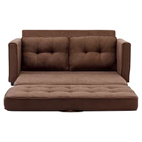 Streamdale Furniture Modern Pull-Out Loveseat Sofa with Side Pocket, Brown