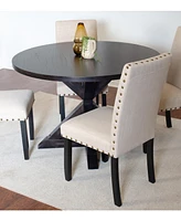 5-piece Dining Set, Cross-Buck Dining Table with 4 Stylish Chairs