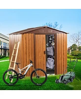 Simplie Fun 6x6 Metal Storage Shed with Wood Grain Horizontal Siding