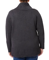 Melissa Paige Plus Size Contrast-Cuff Cowlneck Sweater