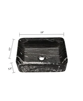 Streamdale Furniture 19" X 15" Black And Gray Marble Pattern Ceramic Rectangular Vessel Bathroom Sink