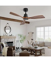 Sofucor 48 Solid Wood Blades Ceiling Fan Without Light