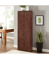 Streamdale Furniture 4-Door Walnut Cabinet for Living Room, Kitchen, Office