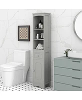 Streamdale Furniture Tall Bathroom Cabinet, Freestanding Storage Cabinet With Drawer, Mdf Board, Adjustable Shelf, Grey