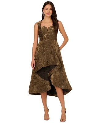 Adrianna Papell Women's Notch-Neck High-Low-Hem Metallic Gold Dress