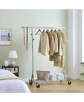 Adjustable and Extendable Heavy Duty Rolling Clothes Rack, Easy Assembly