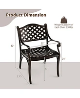 Skonyon Cast Aluminum Patio Chairs Set of 2 Dining Chairs with Armrests Diamond Pattern