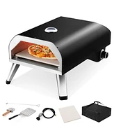 Sugift 15000 Btu Foldable Pizza Oven with Pizza Peel Stone and Cutter