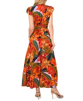 CeCe Women's Short Sleeve Wrap Front Maxi Dress