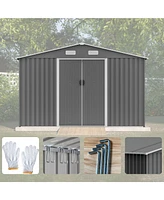 Simplie Fun Spacious All-Weather 10x8 Galvanized Steel Storage Shed with Sliding Doors