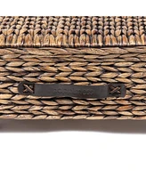 Jonathan Y Chett Minimalist Hand-Woven Hyacinth/Wood Underbed Storage Bin with Wheels and Handles