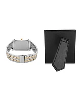 American Exchange Men's Two-Tone Metal Alloy Bracelet Analog Watch 33mm Gift Set