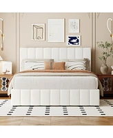 Streamdale Furniture Queen Size Upholstered Platform Bed With A Hydraulic Storage System