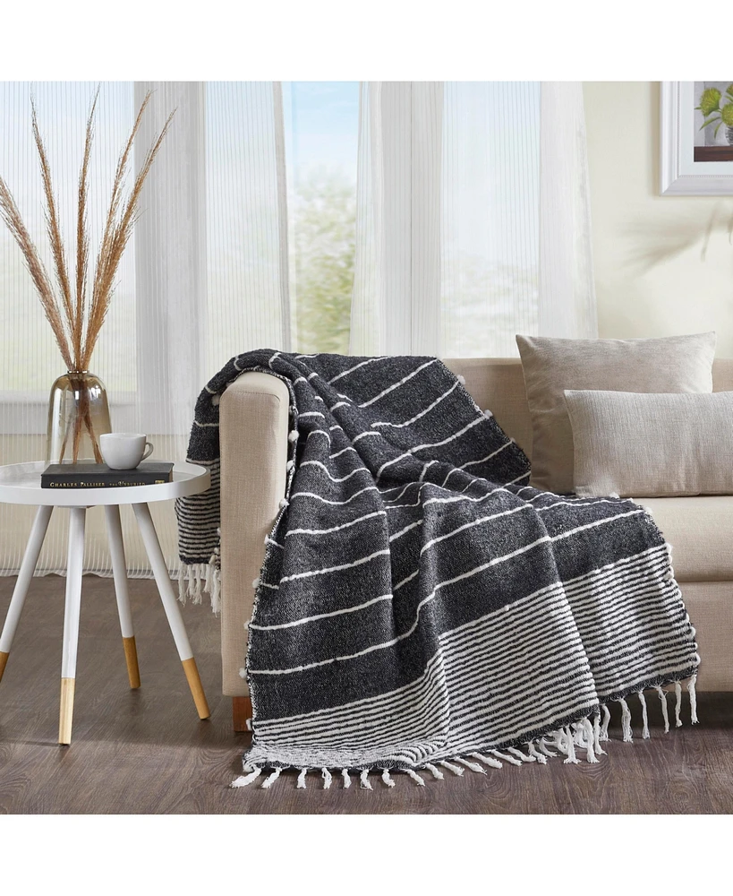 Ihi Home Abigail Woven Throw Blanket I 50"x 70" I Navy