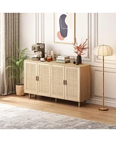 Streamdale Furniture 62.20" Elegant 4-Door Rattan Storage Cabinet for Any Room