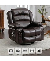 Streamdale Furniture Brown Swivel Rocker Recliner with Massage and Heat