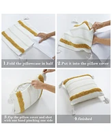 Caromio 1Pc Tassels Tufted Woven Decorative Throw Pillow Covers 18" x