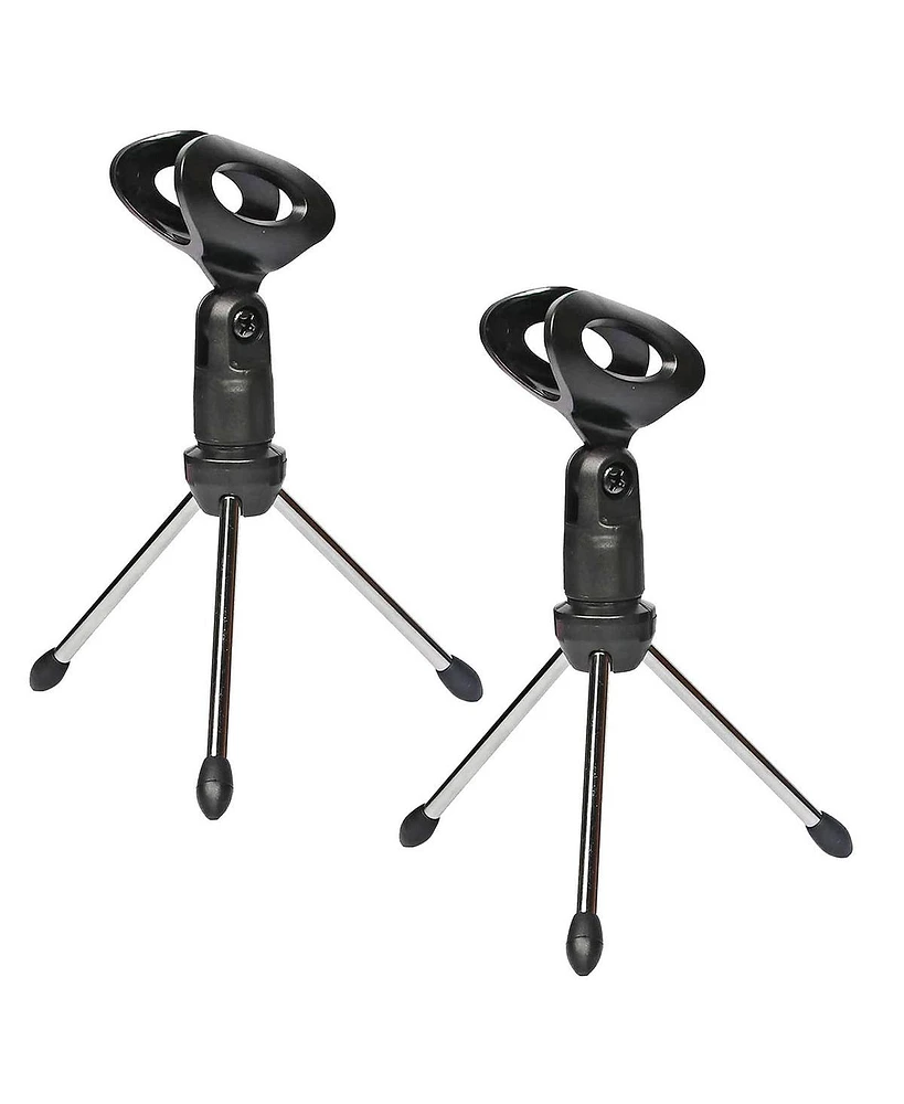 5 Core Desk Mic Stand Pair • Angle Adjustable Table Tripod • Portable Desktop Microphone Stand • Includes Universal Mic Holder &#