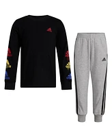 adidas Two-Piece Long Sleeve French Terry Tee Jogger Set