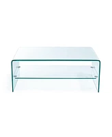 Streamdale Furniture Sleek Glass Coffee Table With Shelf