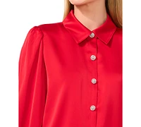 CeCe Women's Rhinestone-Button Blouse