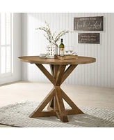 Windvale Cross-Buck Wood 5-Piece Counter Height Dining Set, Tan