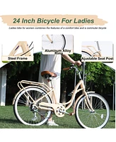 Streamdale Furniture 7 Speed, Steel Frame, Multiple Colors 24 Inch Ladies Bicycle