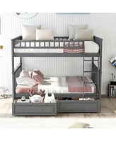 Streamdale Furniture Full Over Full Bunk Bed With Drawers, Convertible Beds