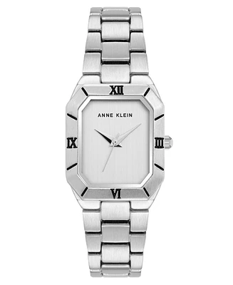 Anne Klein Women's Quartz Roman Numeral Bezel Silver-Tone Alloy Metal Watch, 23mm