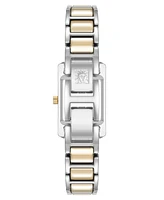 Anne Klein Women's Quartz Classic Rectangular Roman Numeral Two-Tone Alloy Metal Watch, 20mm - Silver-Tone/Gold