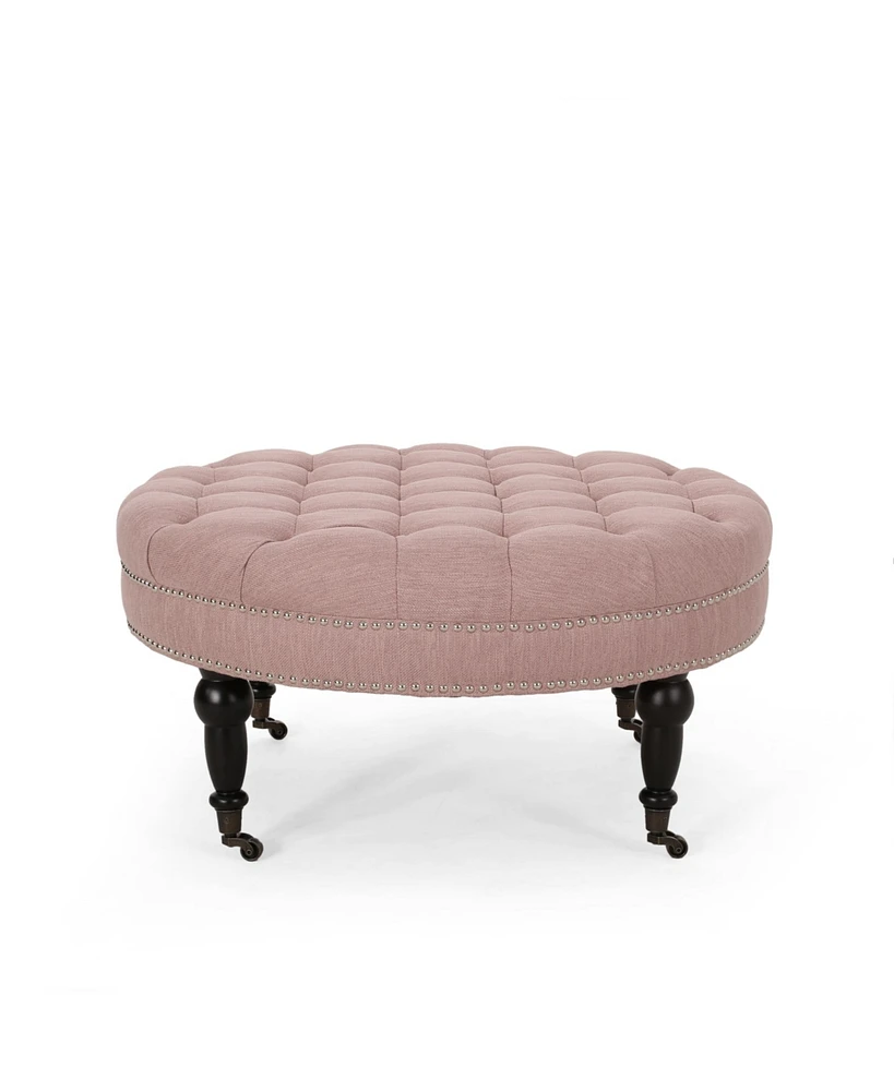 Simplie Fun Contemporary Button-Tufted Ottoman With Casters