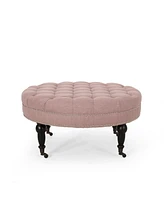 Simplie Fun Contemporary Button-Tufted Ottoman With Casters