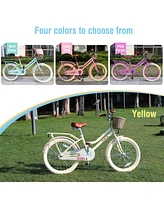 20" Girls Bike with Basket for 7-10 Year Olds
