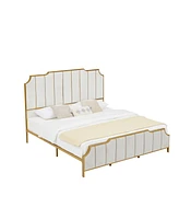 Streamdale Furniture Upholstered King Size Bed Frame, White Velvet