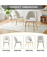 Simplie Fun Off White Faux Fur Dinning Chairs With Metal Legs And Hollow Back Upholstered Dining Chairs Set Of 4