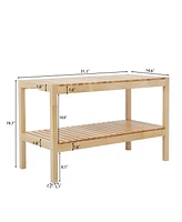 Simplie Fun 3-Tier Birch Shoe Bench: Entryway Organizer, Storage Rack