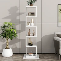 Streamdale Furniture 5-Tier Rotating Bookshelf with Acrylic Shelves and Anti-Toppling Base