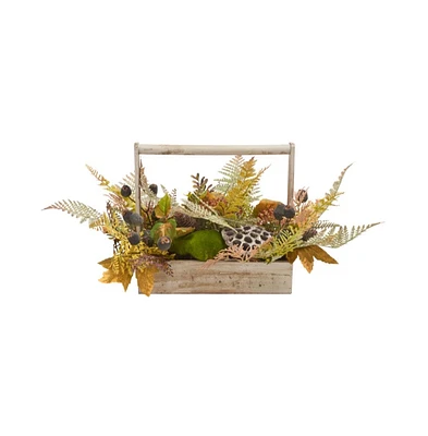 Safavieh Faux 25 Inch Lotus & Fern Wood Planter