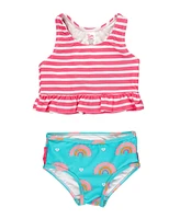 RuffleButts Toddler Girls UP50+ Peplum Tankini