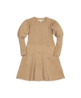 Hope & Henry Toddler Girls Organic Long Sleeve Cable Bodice Sweater Dress