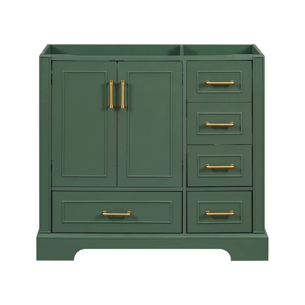 36" Green Traditional Bathroom Vanity Cabinet with Ample Storage