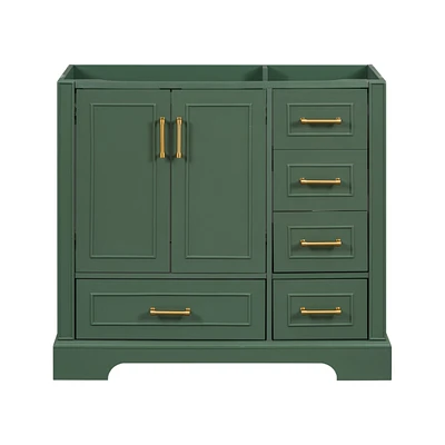 36" Green Traditional Bathroom Vanity Cabinet with Ample Storage