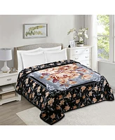 Clara Clark Heavy & Warm Korean Style Reversible Printed Raschel Mink Bed Blanket