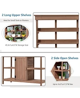 Simplie Fun Large Outdoor Wooden Potting Bench Table with Storage Options