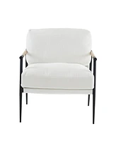 Simplie Fun Leisure Chair Lounge Chair Velvet White Color