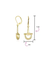 Bling Jewelry Equestrian Horse Gift Cowgirl Lever Back Dangle Earrings in Gold-Plated Silver