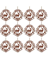 Slickblue Elegant Deer Cut Out Ornaments for Festive Holiday Decor (Set of 12)