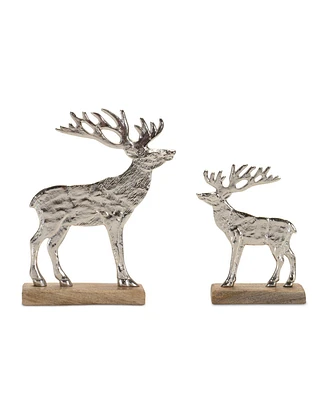 Slickblue Set of 2 Deer on Base Ornaments for Rustic Holiday Decorating