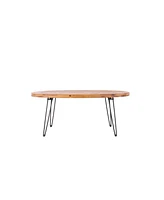 Streamdale Furniture Oval Natural Reclaimed Wood Foldable Cocktail Table For Your Living Room